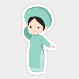 Vietnamese traditional dress with gown Sticker